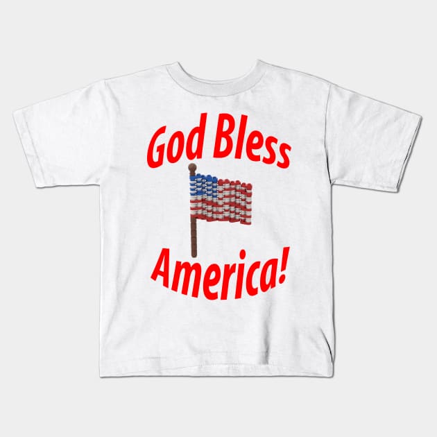 Lego American Flag - God Bless America Kids T-Shirt by UTBrickGuy